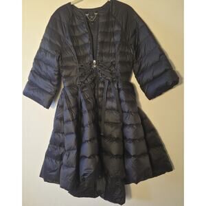 Elisabetta Franchi Black Down Puffer Coat Corset Lace-up Details Size 40 (US 4)